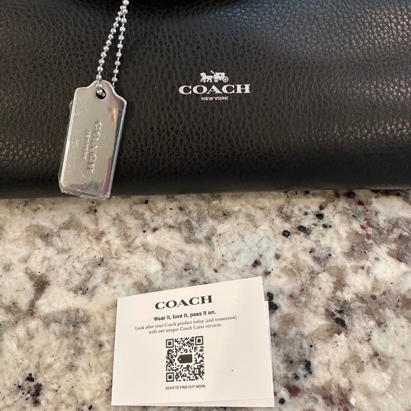 Coach Black Pebble Leather Derby Tote New with Tags Burgundy Red Interior - Picture 6 of 16